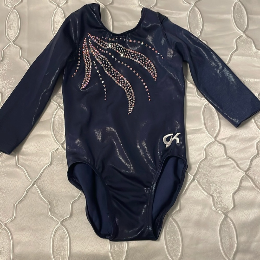 GK Navy Blue Kids Costume with Rhinestone Design